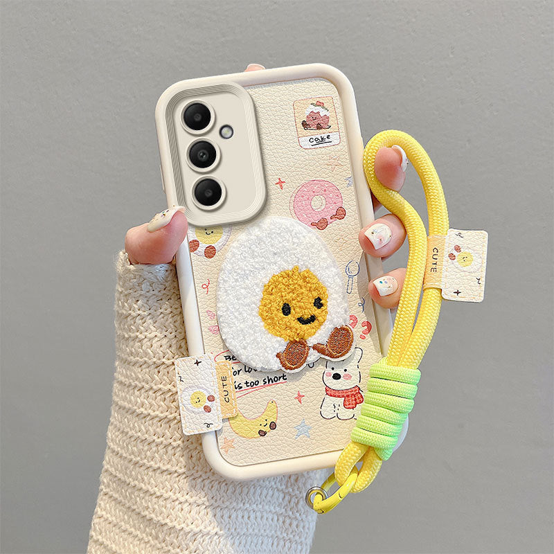 Leather Embroidery Cartoon Samsung Phone Case