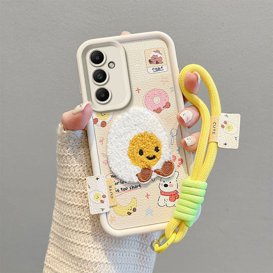 Leather Embroidery Cartoon Samsung Phone Case