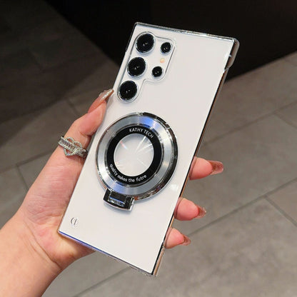 Casing ponsel Samsung tanpa bates magnetik elektroplating transparan