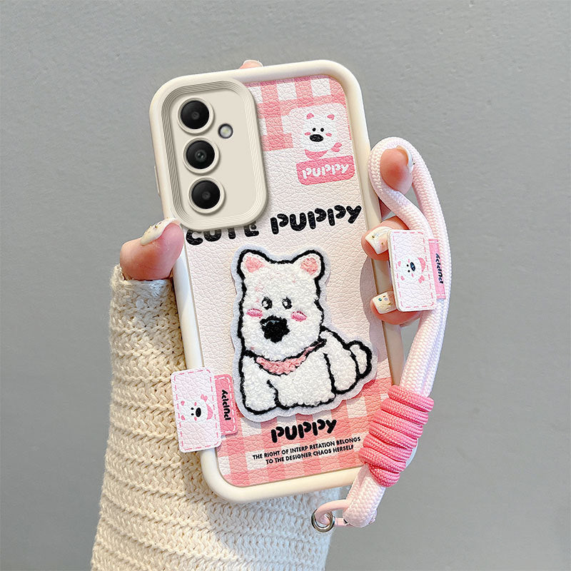 Leather Embroidery Cartoon Samsung Phone Case