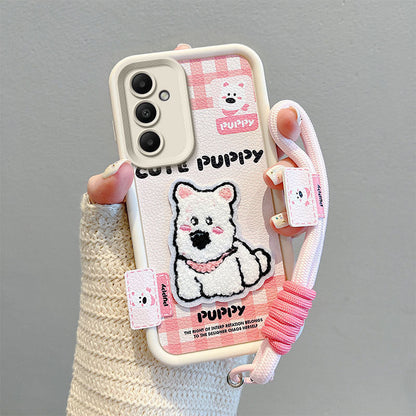 Leather Embroidery Cartoon Samsung Phone Case