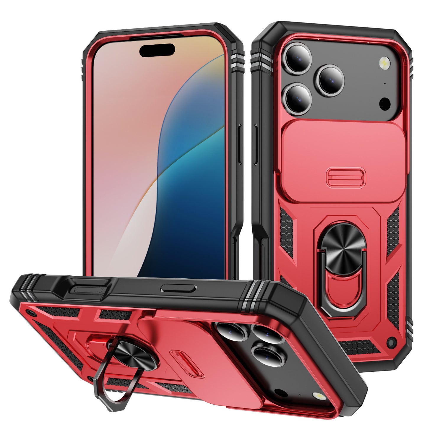 Window-opening 3-in-1 magnetic ring case for Apple phones