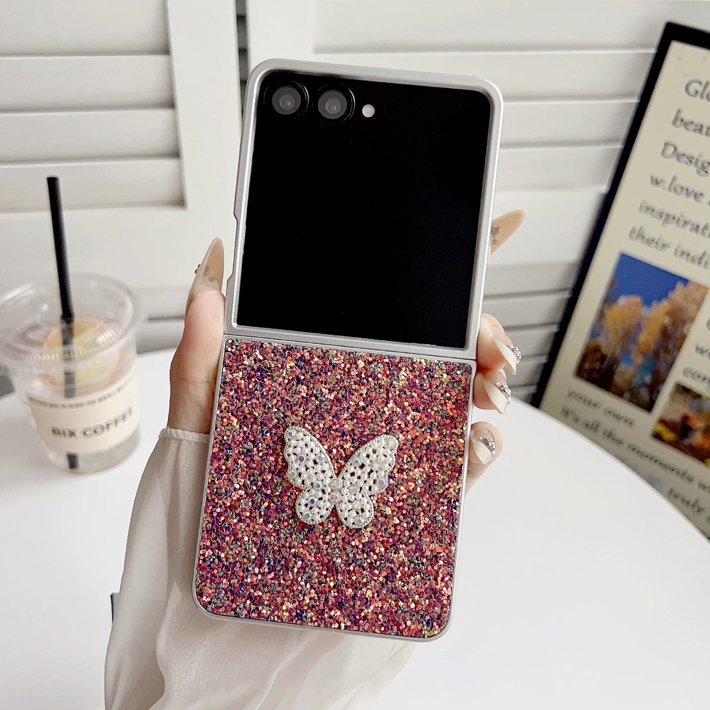 Phantom Glitter Diamond Butterfly Samsung Z Flip Phone Case