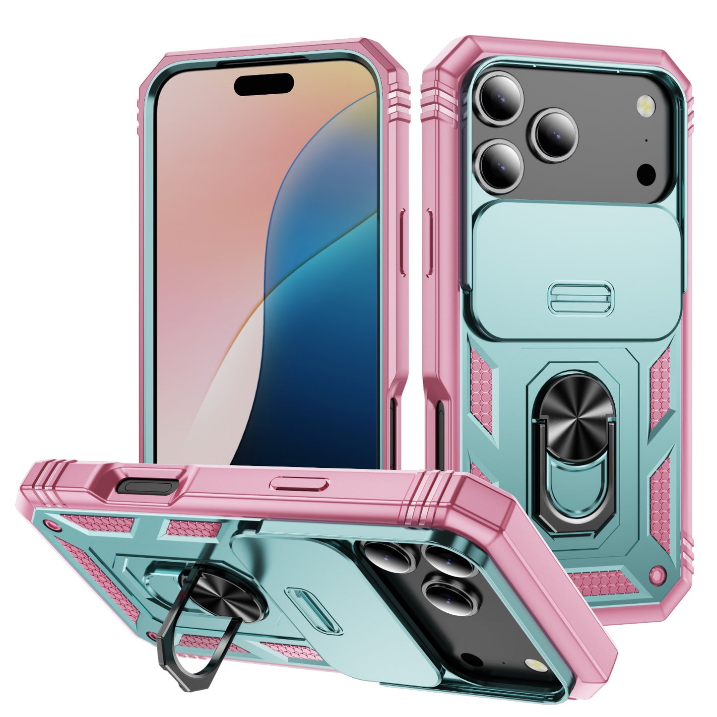 Window-opening 3-in-1 magnetic ring case for Apple phones
