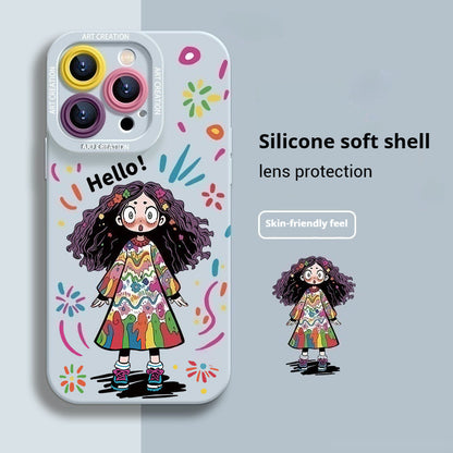 Creative Graffiti Cute Girl Phone Case for iPhone