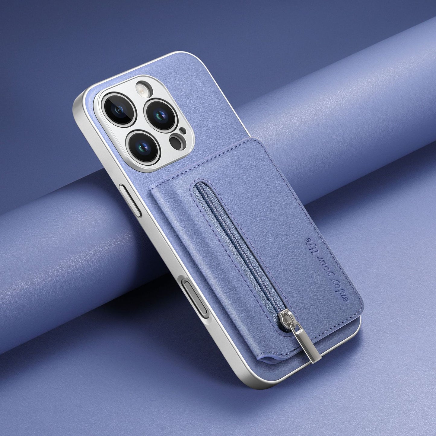 Silver frame card holder with card slot for Apple phone case