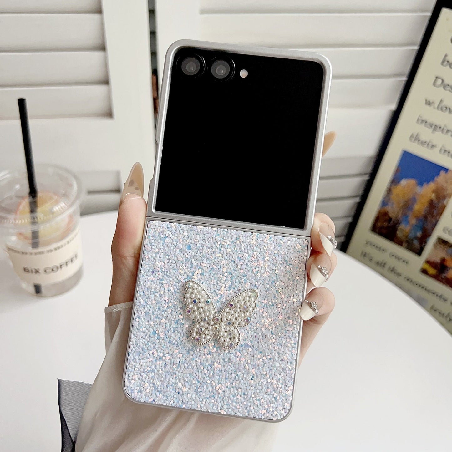 Phantom Glitter Diamond Butterfly Samsung Z Flip Phone Case