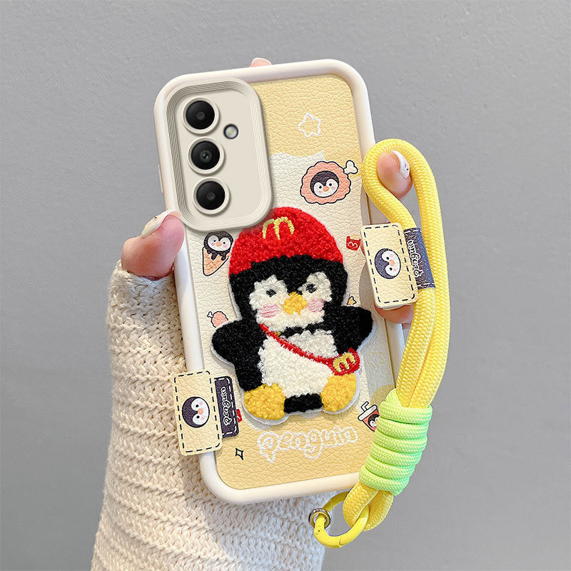 Leather Embroidery Cartoon Samsung Phone Case