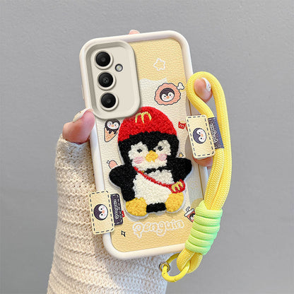 Leather Embroidery Cartoon Samsung Phone Case