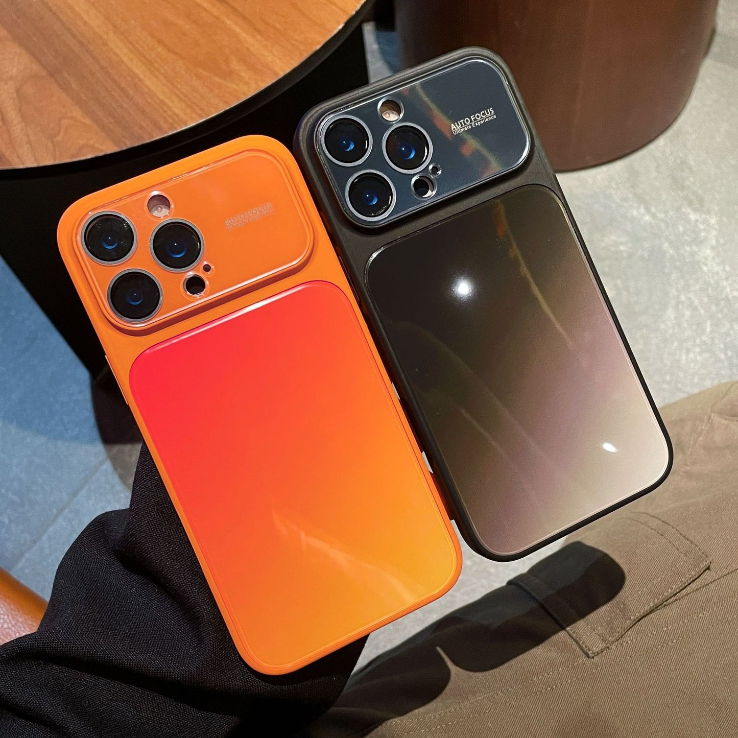 High-quality gradient large window Apple phone case