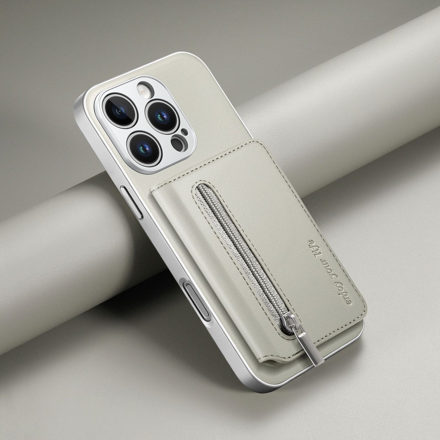 Silver frame card holder with card slot for Apple phone case