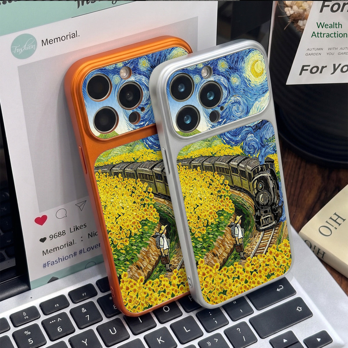 Van Gogh Sunflower Train Apple Phone Case