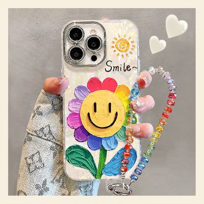 Oil Painting Style Smiling Sunflower iPhone Case