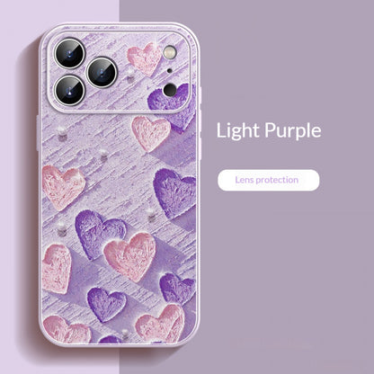 Oil painting heart-shaped lambskin Apple phone case