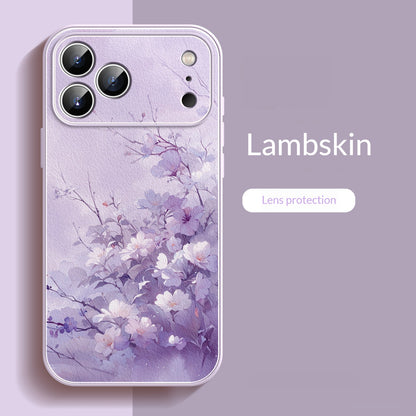 Floral and leafy lambskin iPhone case