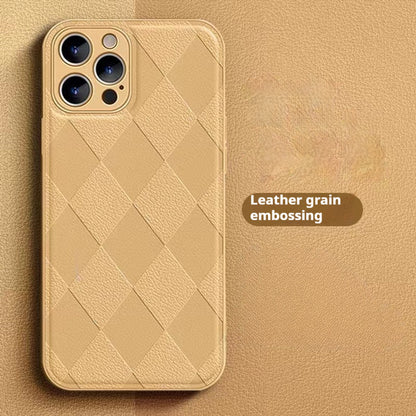 Diamond-patterned leather Apple phone case