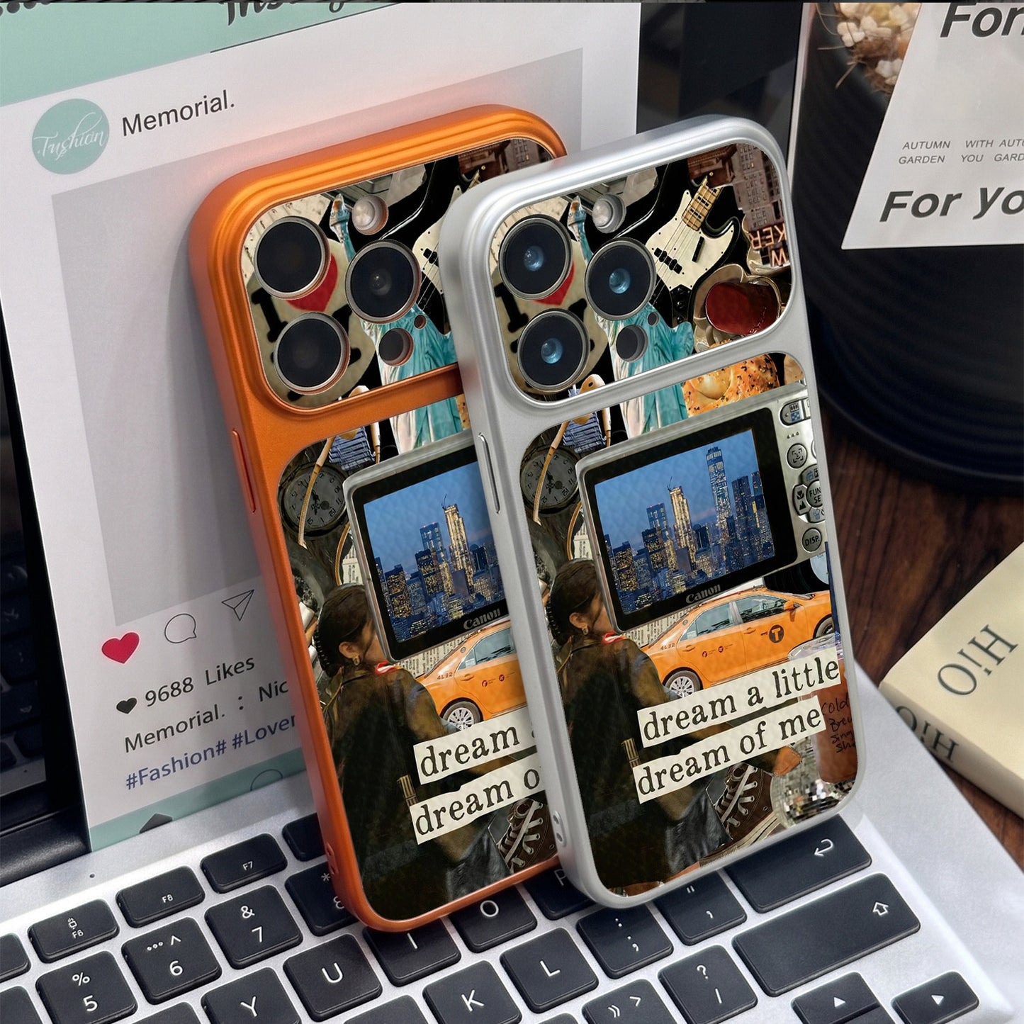 Retro patchwork leather magnetic Apple phone case