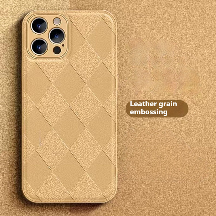 Diamond-patterned leather Apple phone case
