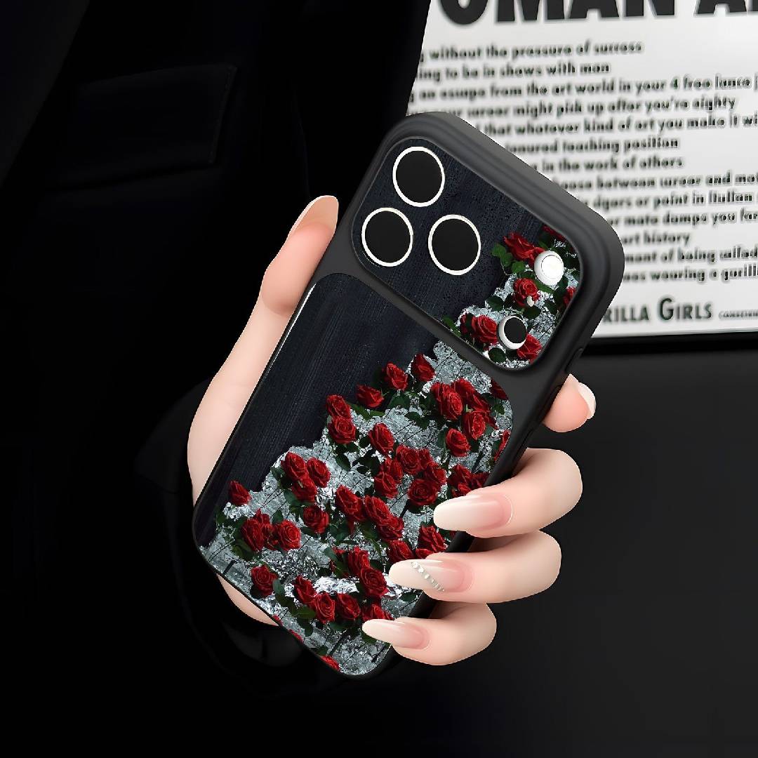 AG Glass Red Rose Wall Apple Phone Case