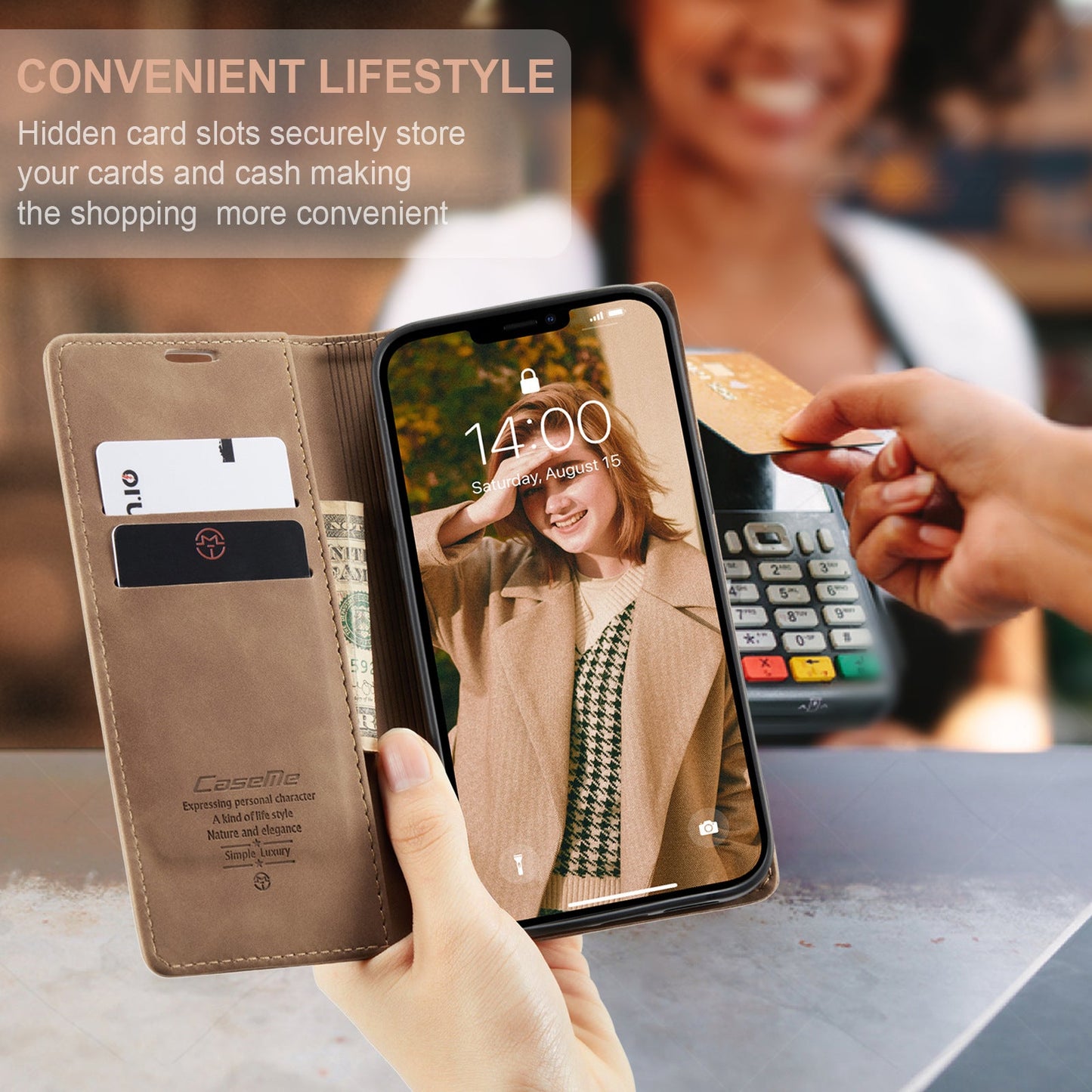 Luxury Leather Bracket Wallet Case For iPhone