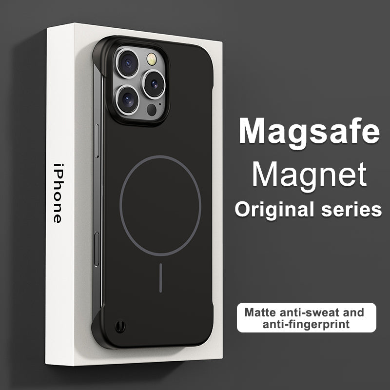 Thin circle magnetic skin-feel solid color frameless shell Apple phone case