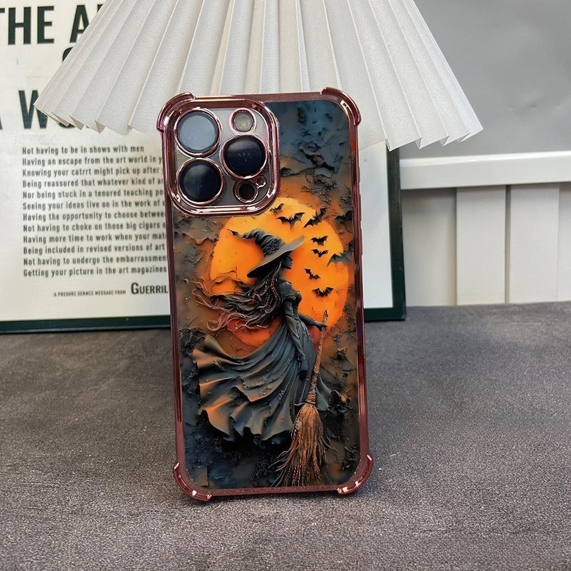 Witch-Themed Electroplated Shockproof iPhone Case