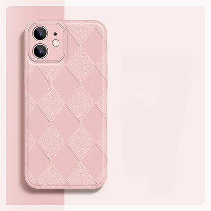 Diamond-patterned leather Apple phone case