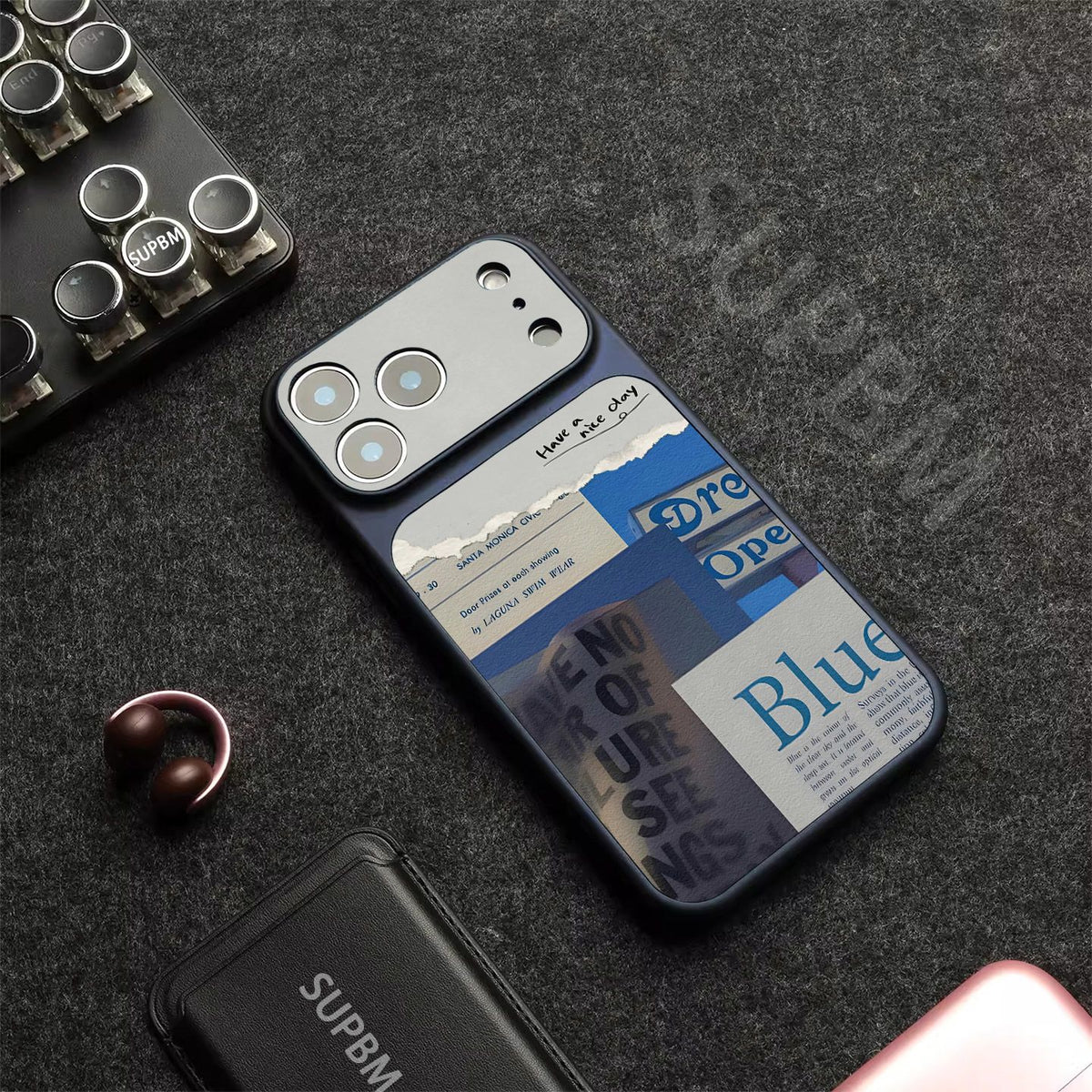 Creative Blue-Themed Letter-Style Frosted iPhone Case