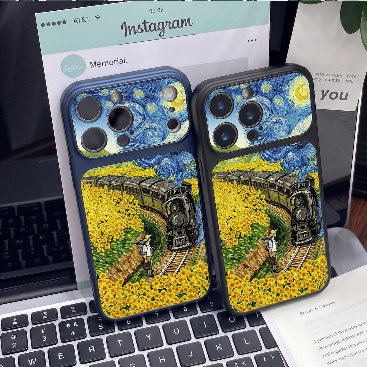 Van Gogh Sunflower Train Apple Phone Case