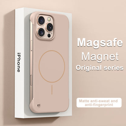 Thin circle magnetic skin-feel solid color frameless shell Apple phone case