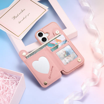 Luxury Flip Wallet with Mirrored Apple Phone Case
