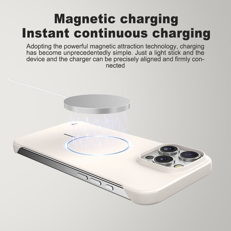 Thin circle magnetic skin-feel solid color frameless shell Apple phone case