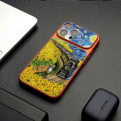 Van Gogh Sunflower Train Apple Phone Case