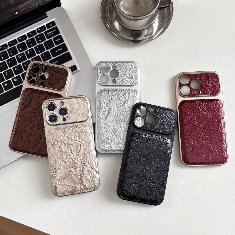 Simple wrinkled paper leather Apple phone case