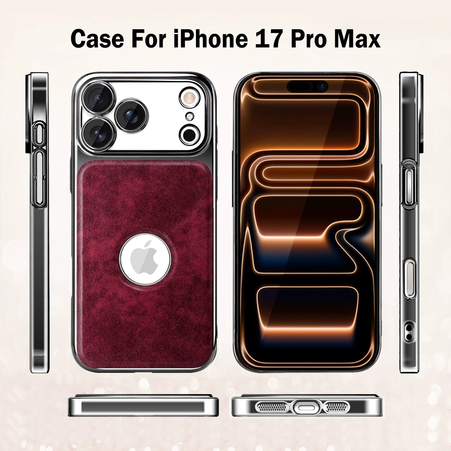 Electroplated frame leather texture exposed logo Apple phone case