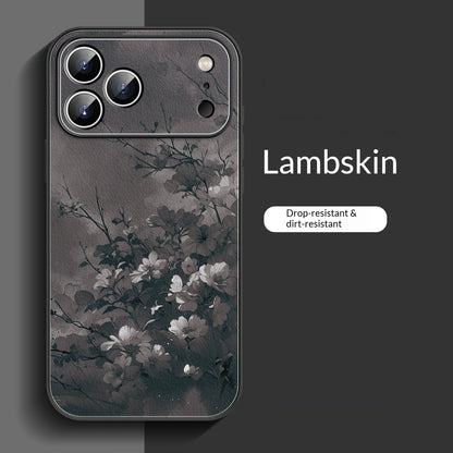 Floral and leafy lambskin iPhone case