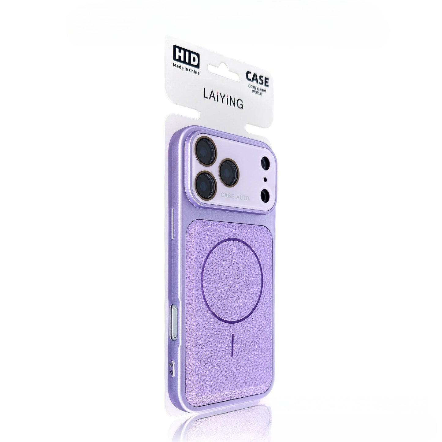Crystal Lens Lychee Texture Magnetic Apple Phone Case