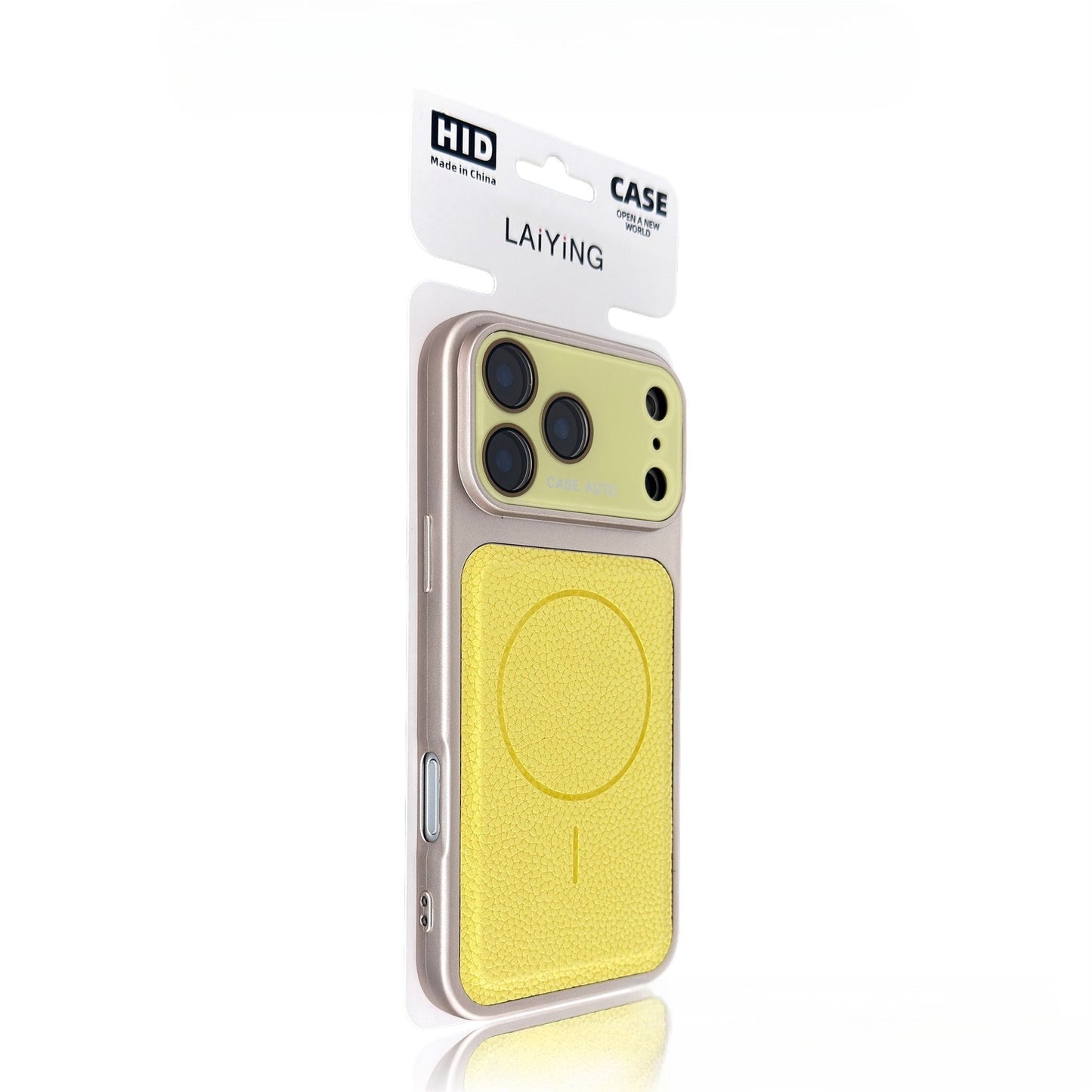 Crystal Lens Lychee Texture Magnetic Apple Phone Case