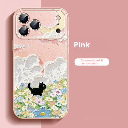 Oil painting kitten lambskin iPhone case