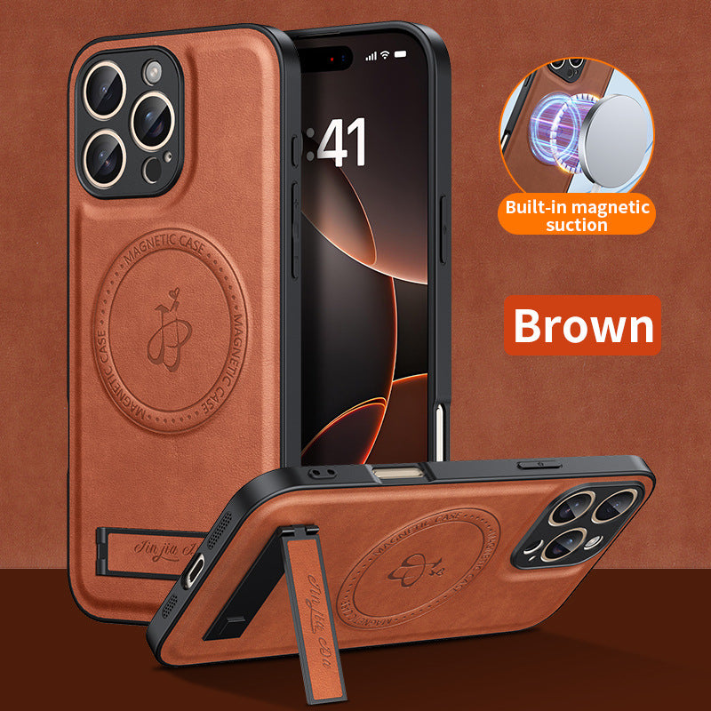 Shockproof leather magnetic stand Apple phone case