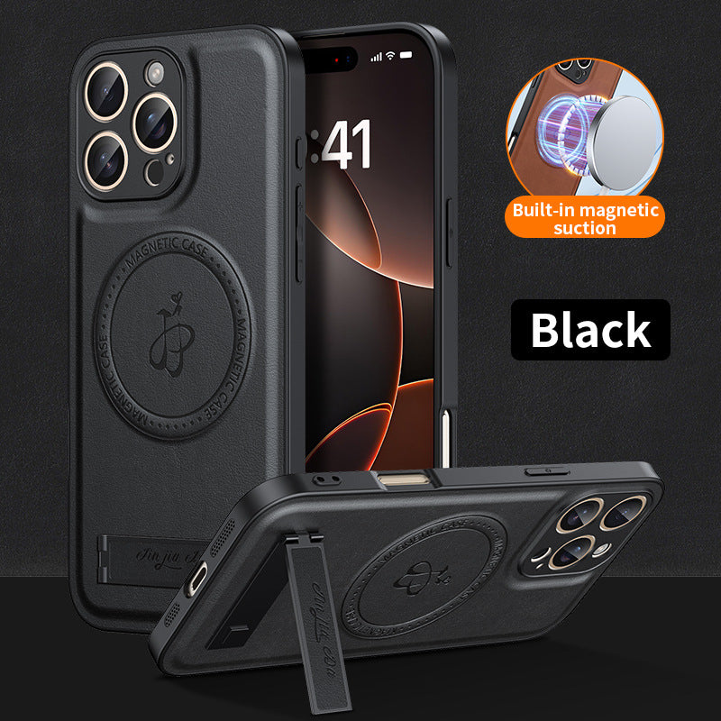 Shockproof leather magnetic stand Apple phone case