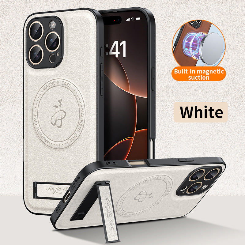 Shockproof leather magnetic stand Apple phone case