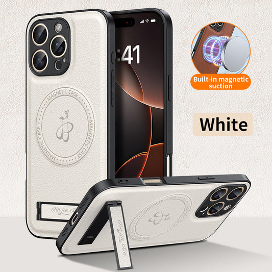 Shockproof leather magnetic stand Apple phone case