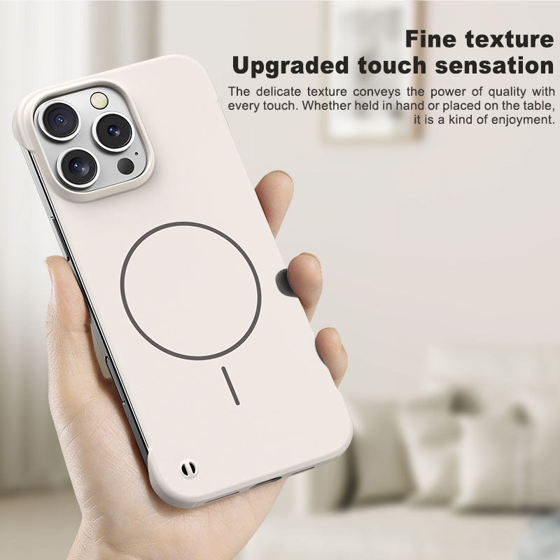 Thin circle magnetic skin-feel solid color frameless shell Apple phone case