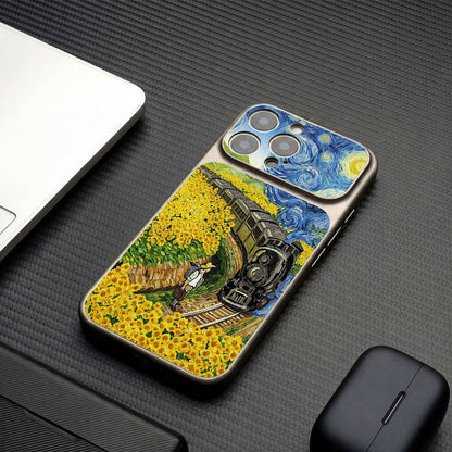 Van Gogh Sunflower Train Apple Phone Case