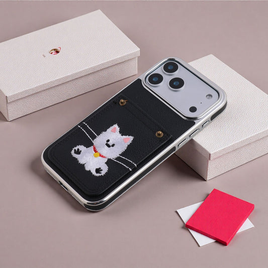 Full-coverage dog embroidered Apple phone case