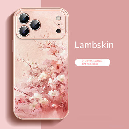 Floral and leafy lambskin iPhone case