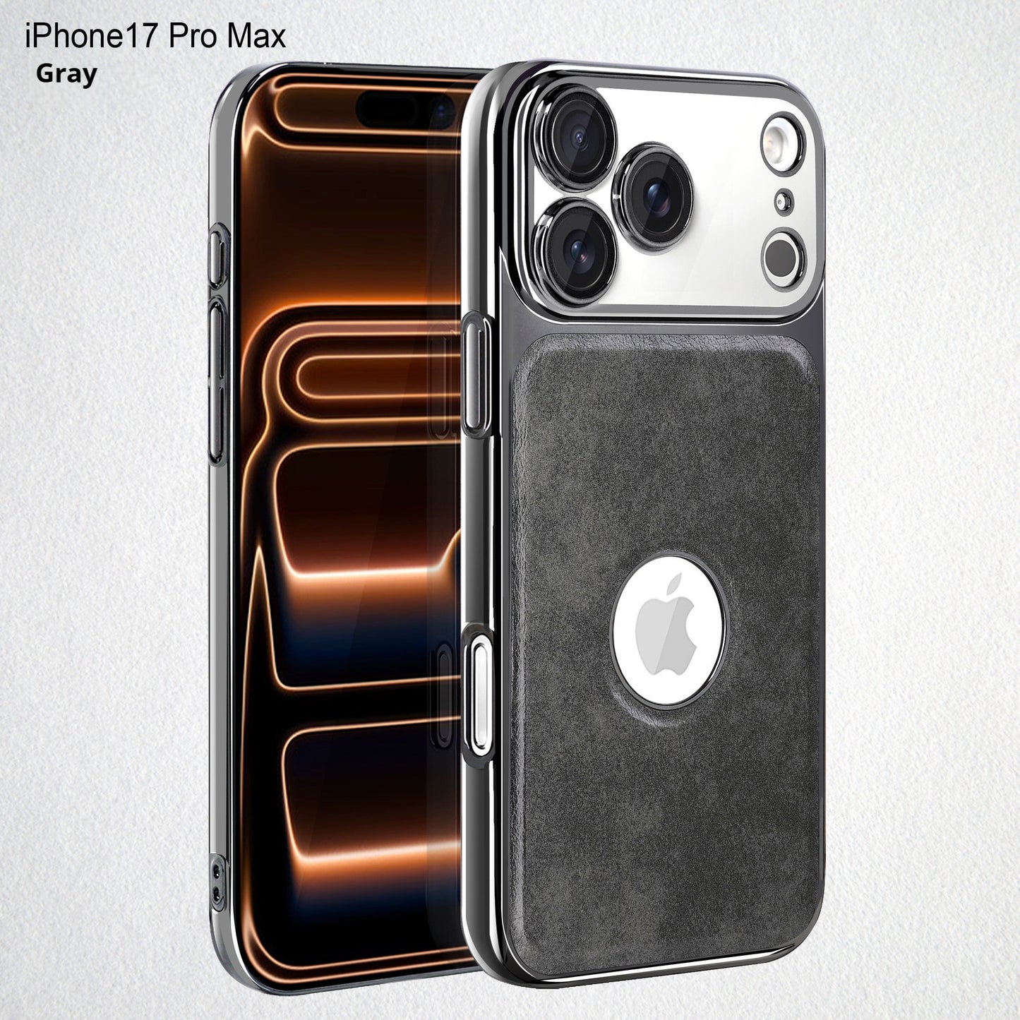 Electroplated frame leather texture exposed logo Apple phone case