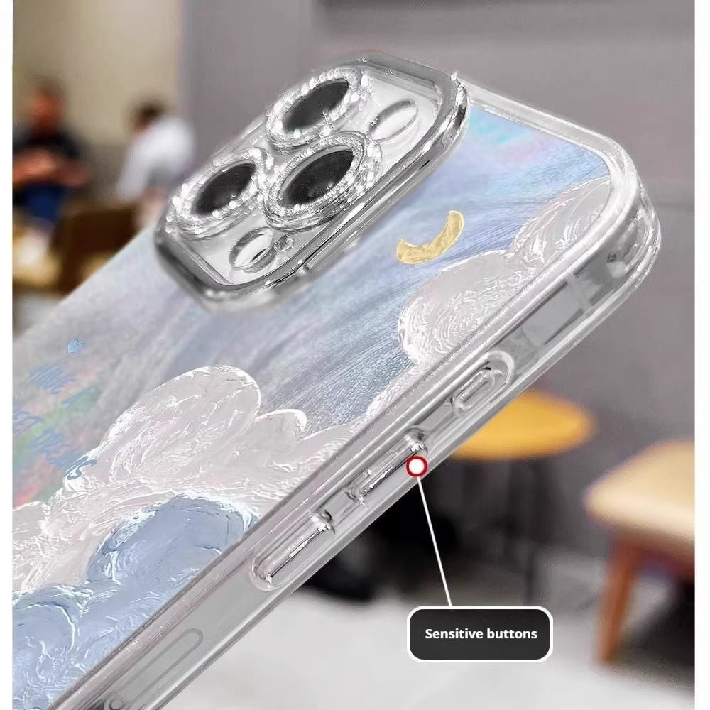 Oil painting cloud feather gauze Apple phone case