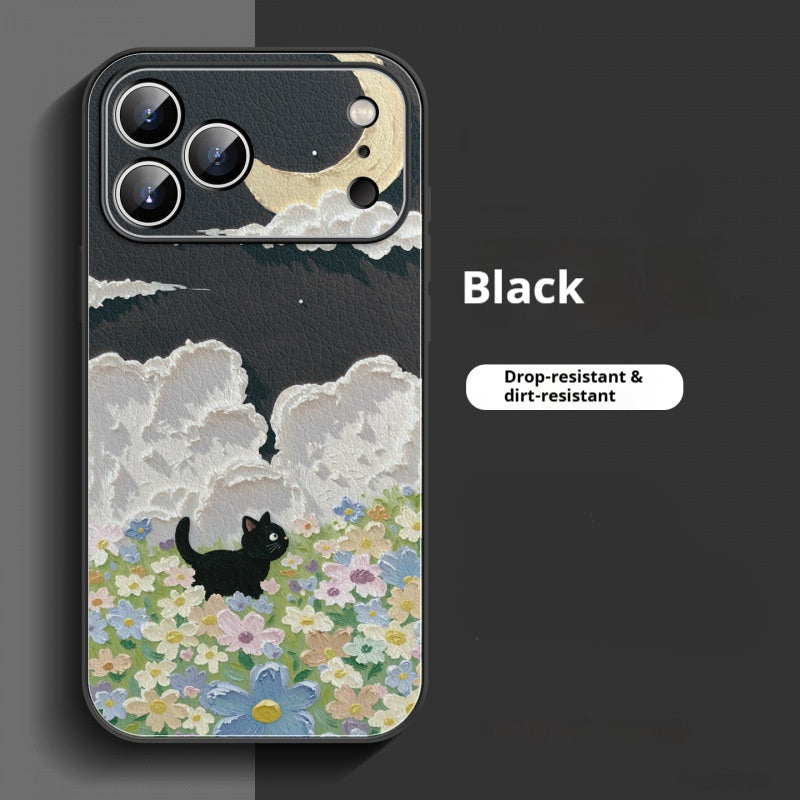 Oil painting kitten lambskin iPhone case